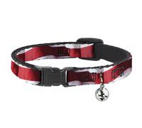 Cat Collar Breakaway with Bell American Flag Vivid Stripes CLOSE-UP Red/White NA