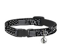 Cat Collar Breakaway with Bell Americana Flag/WE THE PEOPLE Black/White NARROW F