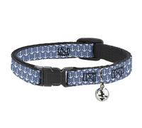 Cat Collar Breakaway with Bell Anchor2 Monogram Baby Blue/Navy/White NARROW Fits