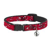 Cat Collar Breakaway with Bell Animal Expressions Scattered Reds NARROW Fits 8.5