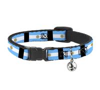 Cat Collar Breakaway with Bell Argentina Flags NARROW Fits 8.5-12"