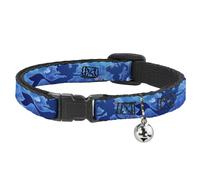 Cat Collar Breakaway with Bell Ariel Silhouette Poses/Castle Blues NARROW Fits 8
