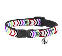 Cat Collar Breakaway with Bell Arrows White/Multi Color NARROW Fits 8.5-12"