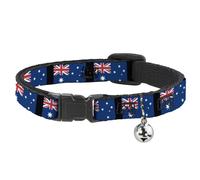 Cat Collar Breakaway with Bell Australia Flags NARROW Fits 8.5-12"