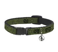 Cat Collar Breakaway with Bell Avatar Last Airbender Earth Element Symbol Black/