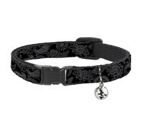 Cat Collar Breakaway with Bell Bandana Black/Gray NARROW Fits 8.5-12"