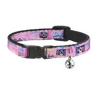 Cat Collar Breakaway with Bell BARBIE Script Signature Collage Pink/Multi Color