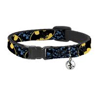 Cat Collar Breakaway with Bell Bat Signals Stacked w/CLOSE-UP Blue/Black/Yellow