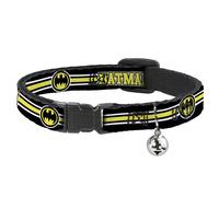 Cat Collar Breakaway with Bell BATMAN/Bat Signal Triple Stripe Black/White/Yello