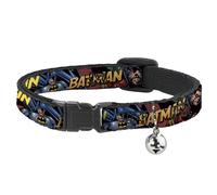 Cat Collar Breakaway with Bell Batman & Robin in Action w/Text Burgundy NARROW F