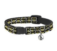 Cat Collar Breakaway with Bell Batman Shield Checkers NARROW Fits 8.5-12"