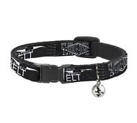 Cat Collar Breakaway with Bell BD AUTHENTIC SEATBELT BELT NY-LA Black/White NARR
