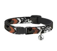 Cat Collar Breakaway with Bell BD Die Hard Skull 01 NARROW Fits 8.5-12"