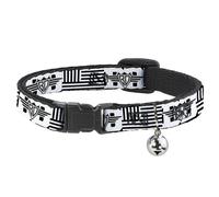Cat Collar Breakaway with Bell BD Logo/American Stripe Flag White/Black NARROW F