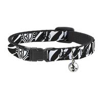 Cat Collar Breakaway with Bell BD Logo/BUCKLE-DOWN Script Black/White NARROW Fit