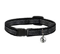 Cat Collar Breakaway with Bell BD Monogram2 Gray/Black NARROW Fits 8.5-12"