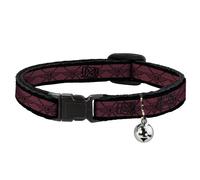 Cat Collar Breakaway with Bell BD Monogram2 Red/Black NARROW Fits 8.5-12"