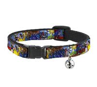 Cat Collar Breakaway with Bell Beauty & the Beast Stained Glass Scenes NARROW Fi