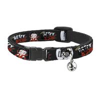 Cat Collar Breakaway with Bell BETTY BOOP Angel and Devil Poses with Text Black/