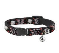 Cat Collar Breakaway with Bell BETTY BOOP Zombie Betty and Text Polka Dot Black/
