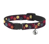 Cat Collar Breakaway with Bell Big Dots Purple/Multi Pastel NARROW Fits 8.5-12"