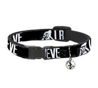 Cat Collar Breakaway with Bell Bigfoot Silhouette I BELIEVE Black/Gray/White NAR