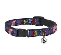 Cat Collar Breakaway with Bell BING BONG Poses/Candy Purples/Multi Color NARROW