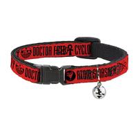 Cat Collar Breakaway with Bell Black Adam JUSTICE SOCIETY Icons and Text Red/Bla