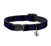 Cat Collar Breakaway with Bell Black Panther Avengers Icon Outline Black/Purple