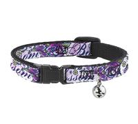 Cat Collar Breakaway with Bell Born to Blossom Blue NARROW Fits 8.5-12"