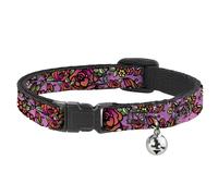 Cat Collar Breakaway with Bell Born to Blossom CLOSE-UP Pink NARROW Fits 8.5-12"