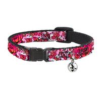Cat Collar Breakaway with Bell Born to Blossom CLOSE-UP White NARROW Fits 8.5-12