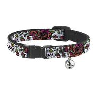 Cat Collar Breakaway with Bell Born to Blossom White NARROW Fits 8.5-12"