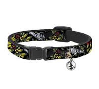Cat Collar Breakaway with Bell Born to Raise Hell Black NARROW Fits 8.5-12"