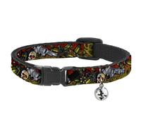 Cat Collar Breakaway with Bell Born to Raise Hell CLOSE-UP Red NARROW Fits 8.5-1