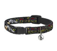 Cat Collar Breakaway with Bell Born to Raise Hell Gray NARROW Fits 8.5-12"