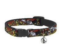 Cat Collar Breakaway with Bell Born to Raise Hell Red NARROW Fits 8.5-12"