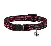 Cat Collar Breakaway with Bell Cali Bear/Aztec4 Black/Dark Reds/Cream NARROW Fit