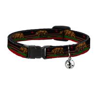 Cat Collar Breakaway with Bell Cali Bear/Star/Stripe/US Flag Stretch NARROW Fits