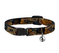 Cat Collar Breakaway with Bell Cali License Plates Stacked Vintage NARROW Fits 8
