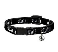 Cat Collar Breakaway with Bell CALI Old English Black/White NARROW Fits 8.5-12"