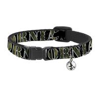 Cat Collar Breakaway with Bell CALIFORNIA/Bear Silhouette Black/Camo Olive NARRO