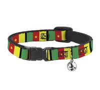 Cat Collar Breakaway with Bell Cameroon Flags NARROW Fits 8.5-12"