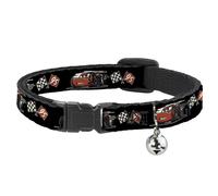 Cat Collar Breakaway with Bell Cars 3 Lightning McQueen Caricature/Race Flags Bl