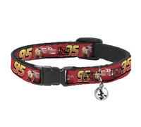 Cat Collar Breakaway with Bell Cars Lightning McQueen Smiling Pose/95 Reds/White