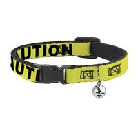 Cat Collar Breakaway with Bell CAUTION Yellow/Black NARROW Fits 8.5-12"