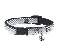 Cat Collar Breakaway with Bell Checker Black/White Fade Out NARROW Fits 8.5-12"
