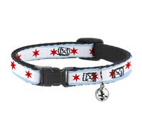 Cat Collar Breakaway with Bell Chicago Flags NARROW Fits 8.5-12"