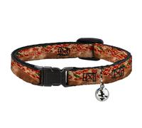 Cat Collar Breakaway with Bell Chicago Style Pizza Vivid NARROW Fits 8.5-12"