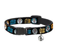 Cat Collar Breakaway with Bell CHIP & DALE Expression Bubbles Black/Multi Color